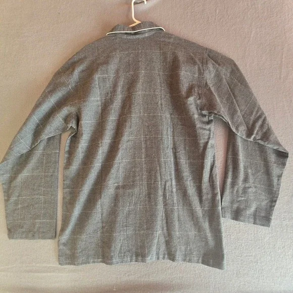 Polo Ralph Lauren Mens Grey Windowpane Flannel Pajama Shirt Sleep Top Size M New - Picture 15 of 16